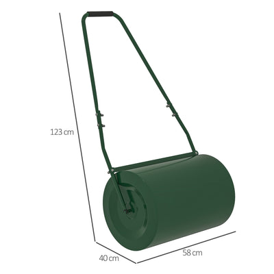 Outsunny 63 L Heavy Duty Water Or Sand Filled \'ce\'a630cm Garden Steel Lawn Roller Drum - Dark Green 