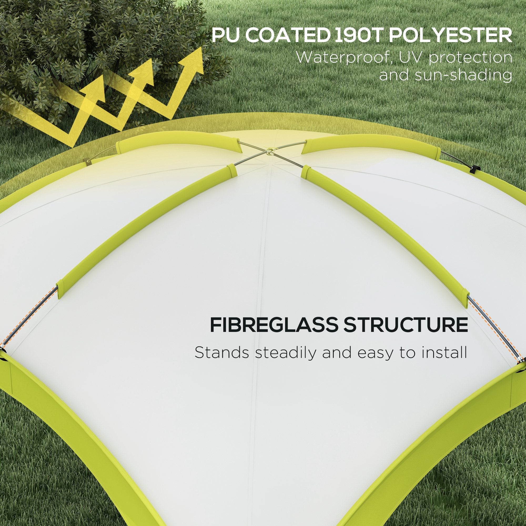 Outsunny 3.5 x 3.5M Camping Gazebo, Outdoor Event Shelter Dome Tent Garden Sun Shelter Patio Spire Arc Pavilion Camp Sun Shade, Green 