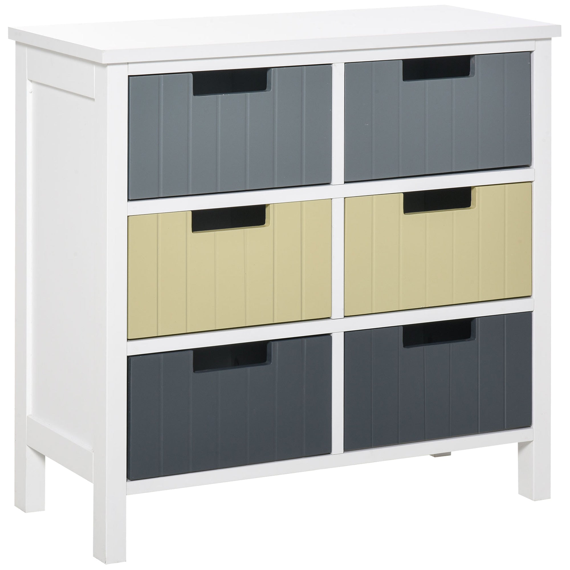 HOMCOM 6 Drawer Storage Tower, Dresser Chest with Wood Top, Organizer Unit for Closets Bedroom Nursery Room Hallway 