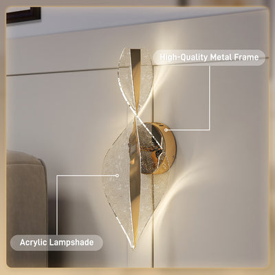 HOMCOM Led Wall Lamp 2 Pack, 13W Modern Indoor Spiral Wall Light, Colour Temperature Adjustable 3000K/4000K/6500K, for Bedroom, Living Room, Hallway, Stairs, Gold Tone 