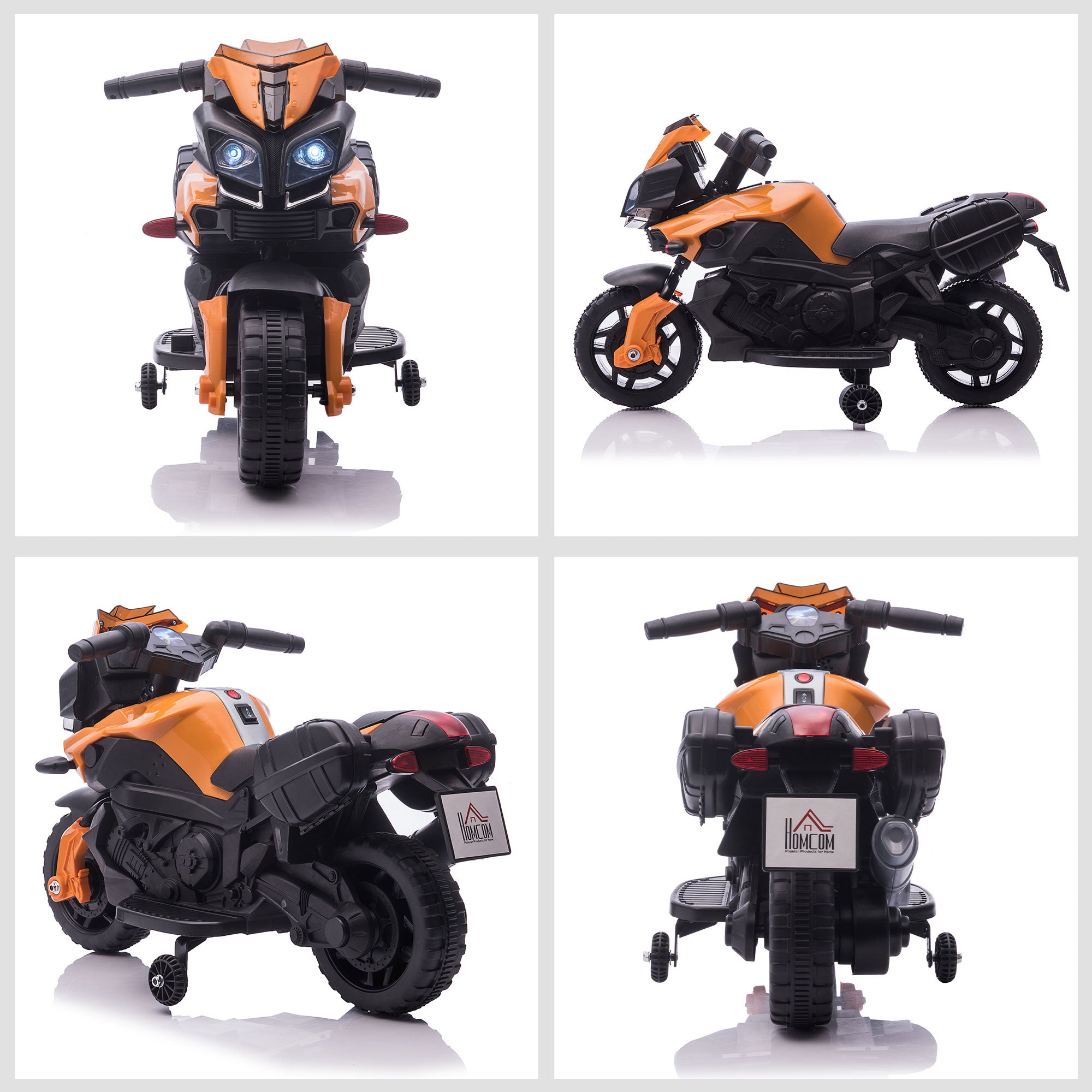 HOMCOM Kids Electric Motorbike 6V Ride on Motorcycle Vehicle w/ Lights Horn Sounds for 1.5-4 Years Old Orange 