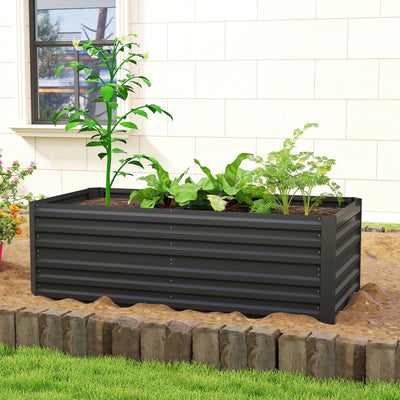 Outsunny Raised Beds for Garden, Galvanised Steel Outdoor Planters with Multi-reinforced Rods, 180 x 90 x 59 cm, Black 