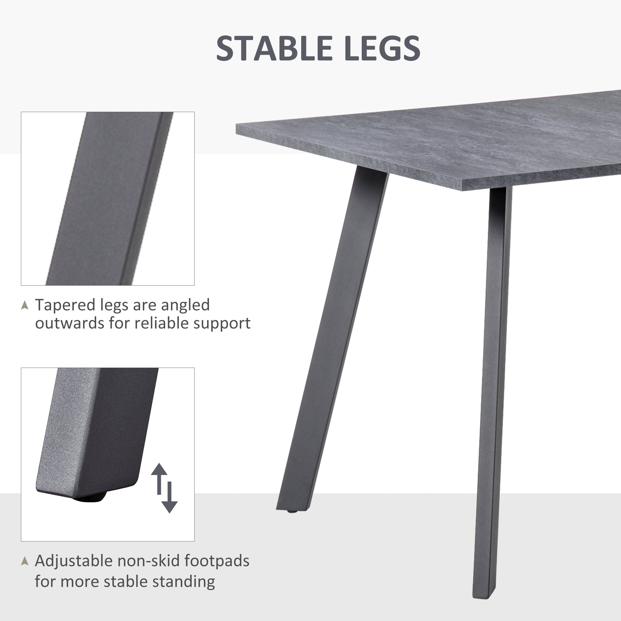 HOMCOM Dining Table, Contemporary Rectangle Kitchen Table with Metal Legs and Spacious Tabletop for Dining Room, Living Room, Dark Grey 