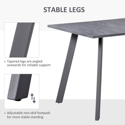 HOMCOM Dining Table, Contemporary Rectangle Kitchen Table with Metal Legs and Spacious Tabletop for Dining Room, Living Room, Dark Grey 