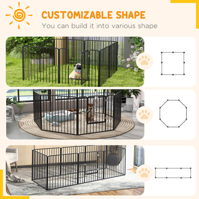 PawHut 80cm 8 Panels Heavy Duty Dog Pen, Pet Playpen for Indoors, Outdoors, Small, Medium Dogs 