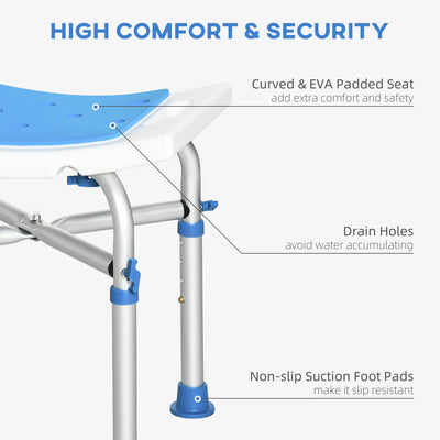 HOMCOM 44-51.5cm Aluminium Frame Shower/Bath Stool - Blue 