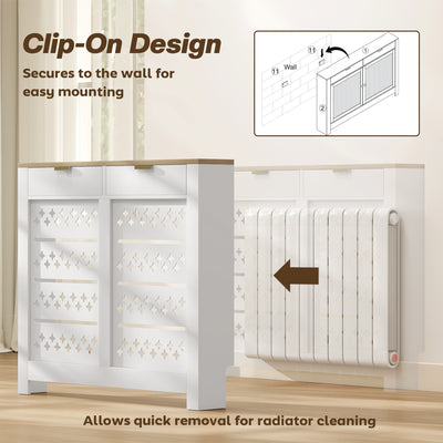 HOMCOM 108 x 19 cm Minimal Radiator Cover, with 2 Drawers - White 