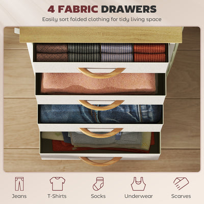 HOMCOM Chest of Four Fabric Drawers - Beige 