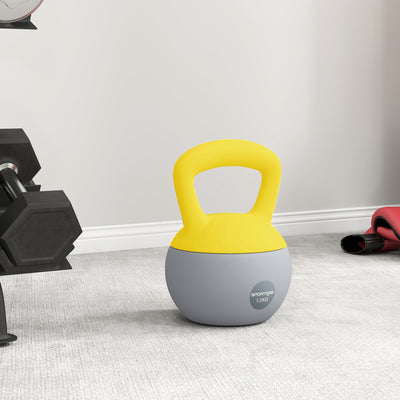 SPORTNOW 12KG Soft Kettlebell, Kettlebell with Non-Slip Handle for Home Gym, Weight Lifting, Strength Training, Yellow/Grey 