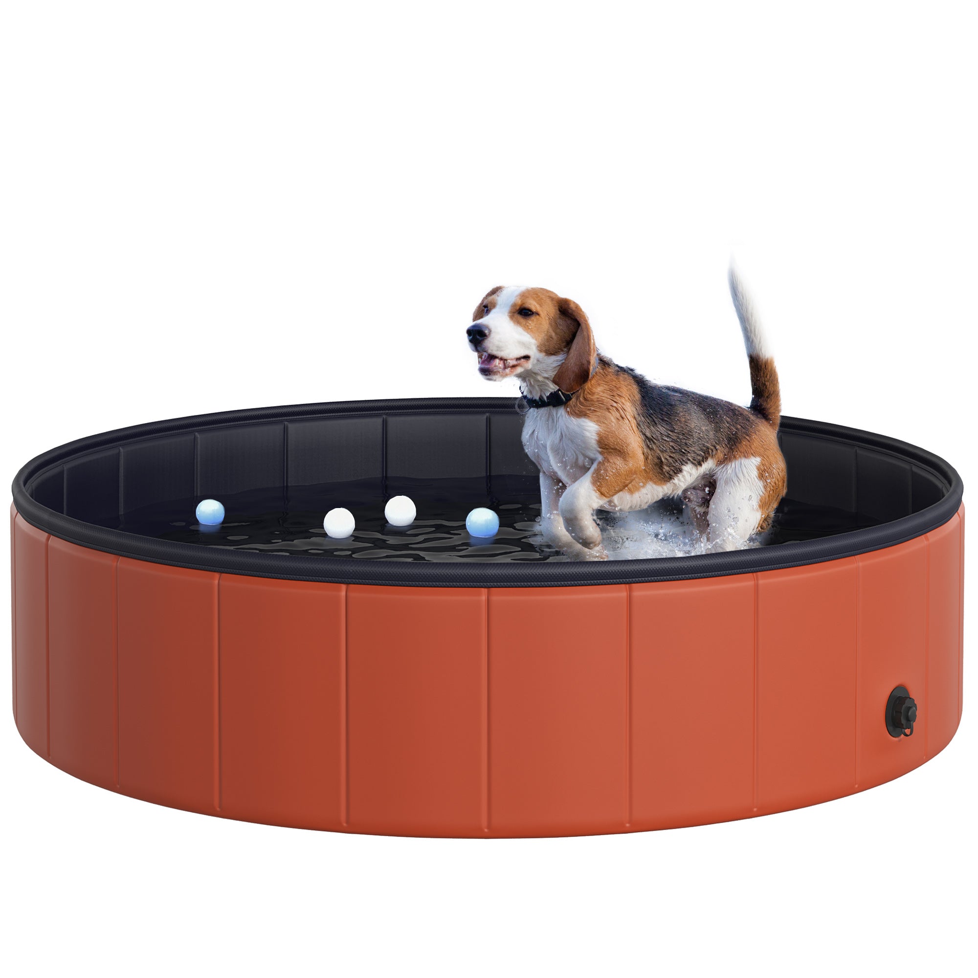 PawHut Foldable Dog Paddling Pool Pet Cat Swimming Pool Indoor/Outdoor Collapsible Summer Bathing Tub Shower Tub Puppy Washer (Φ120 × 30H cm, Red) 