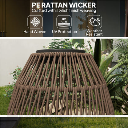 Outsunny Rattan Solar Lamp, Garden Solar Lantern with Auto On/Off Light, IP44 Waterproof, Decorative Outdoor Rattan Lamp for Porch, Pathway, Dark Brown 