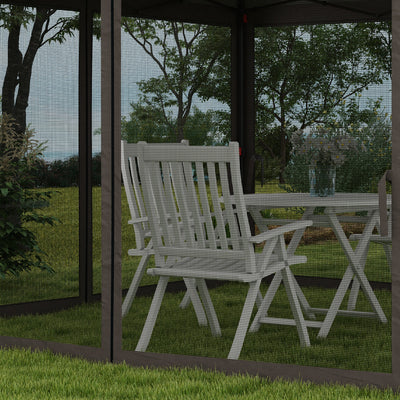 Outsunny 3.25 x 3.25m Deluxe Metal Gazebo, with Curtains - Brown and Grey 