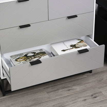 HOMCOM Chest of Drawers with Metal Handles Freestanding Dresser for Bedroom, Living Room