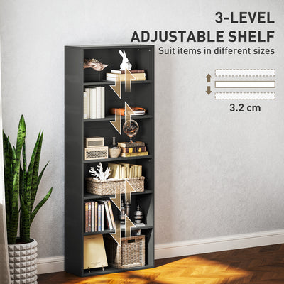 HOMCOM Six Shelf Bookcase - Black 