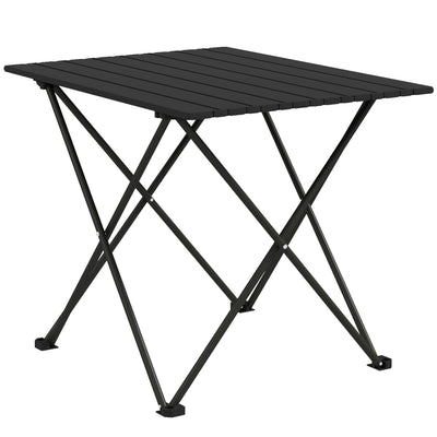 Outsunny Folding Camping Table, Lightweight Metal Picnic Table with Carry Bag, Foldable Table for Outdoor Camping, Picnic, Hiking, BBQ, Fishing, Black 