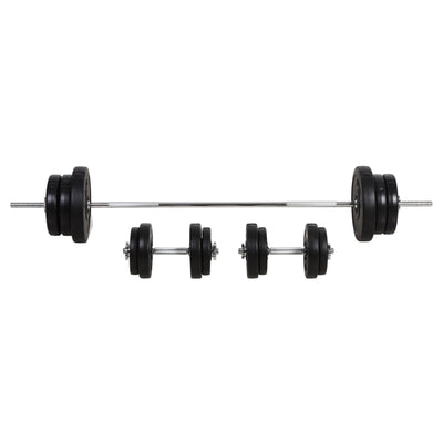 HOMCOM Dumbbell and Barbell Set with 65kg Adjustable Barbell Weights Set, for Home Gym - Black 