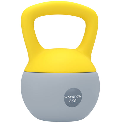 SPORTNOW Soft Kettlebell, 8kg Kettle Bell with Non-Slip Handle for Home Gym Weight Lifting and Strength Training, Yellow and Grey 