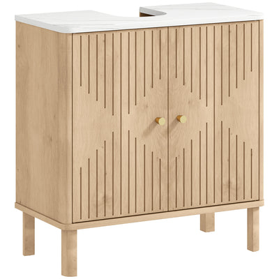 HOMCOM Under Sink Bathroom Cabinet for Basin without or with Pedestal - Oak 
