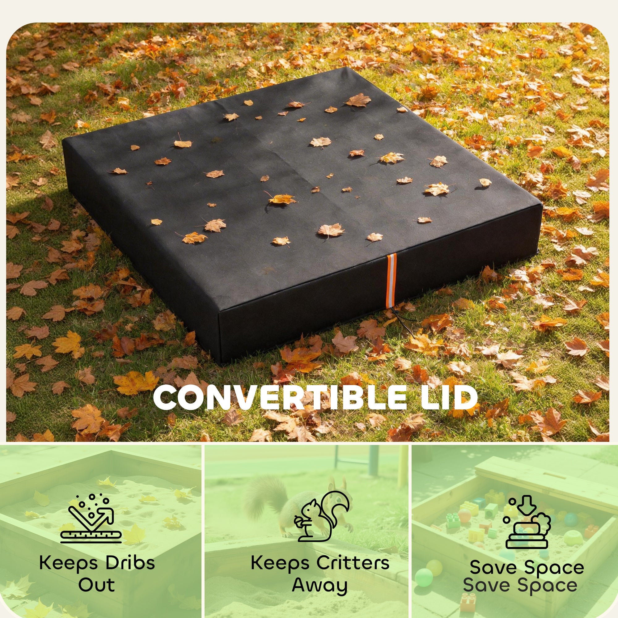 AIYAPLAY Sandbox Cover, Square Sandpit Cover Waterproof Dustproof UV Protection, Sandbox Canopy with Drawstring and Elastic Band 