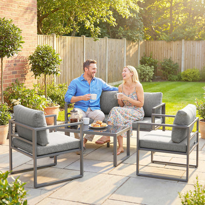 Outsunny 4 Piece Outdoor Garden Furniture Set, Patio Furniture with 3-Seater Sofa, Armchairs and Coffee Table 