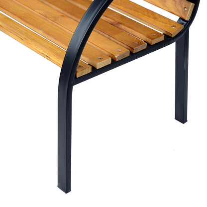 Outsunny Garden Bench, 122Lx60Wx80H cm-Steel/Wood 