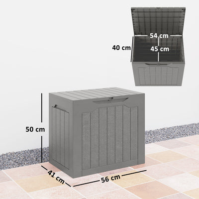 Outsunny 93L Plastic Garden Storage Box, Outdoor Storage Box with Handles, Waterproof Outdoor Storage Container, Khaki 
