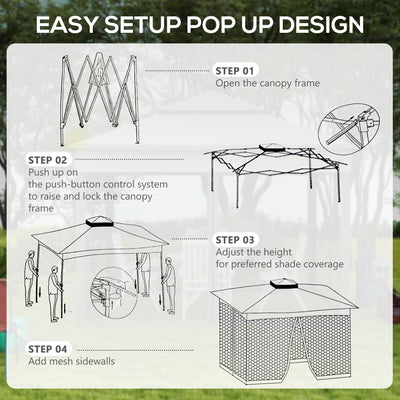 Outsunny 3 x 3(m) Pop Up Gazebo, Double-roof Garden Tent with Netting and Carry Bag, Party Event Shelter for Outdoor Patio, Cream White 