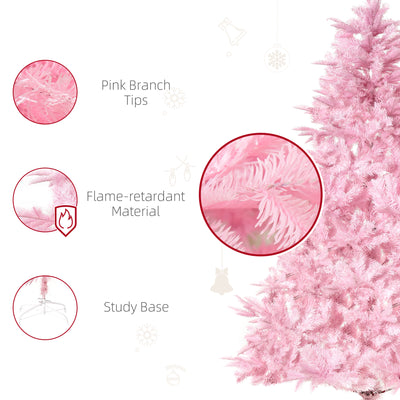 HOMCOM 5FT Artificial Christmas Tree Holiday Xmas Holiday Tree Decoration with Automatic Open for Home Party, Pink 