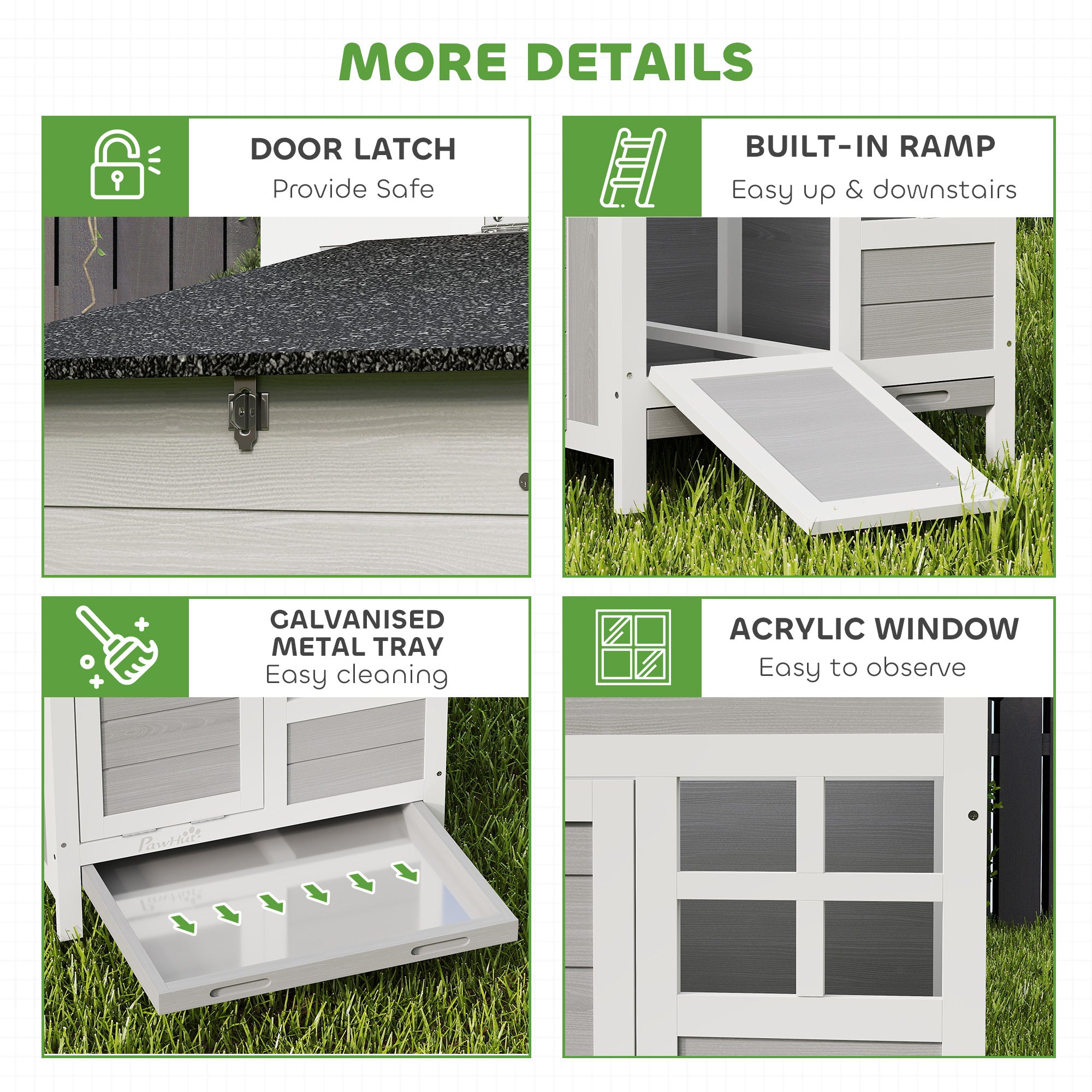PawHut Wooden Chicken Coop with Pull-Out Tray Nesting Box for 1-2 Chickens 