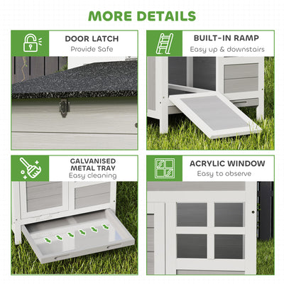 PawHut Wooden Chicken Coop with Pull-Out Tray Nesting Box for 1-2 Chickens 