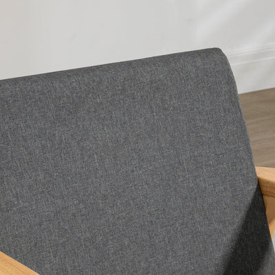 HOMCOM Fabric Accent Chair for Living Room, Arm Chair with Rubber Wood Frame and Padded Cushion, Dark Grey 