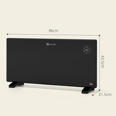 HOMCOM 2000W Electric Convector Heater, Freestanding or Wall Mounted, Space Heater with Adjustable Thermostat, Timer, Black 