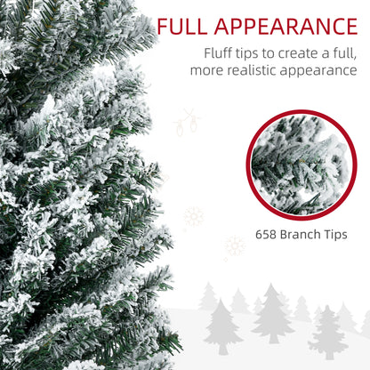 HOMCOM 7.5' Artificial Prelit Christmas Trees Holiday D\'c3\'a9cor with Colourful LED Lights, Flocked Tips, Berry, Pine Cone