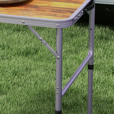 Outsunny 3ft Folding Camping Table Height Adjustable Aluminium Outdoor Garden Party Picnic BBQ Trestle Table Field Kitchen 