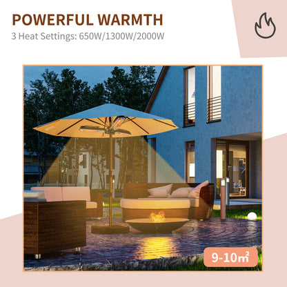 Outsunny Electric Umbrella Parasol Mounted Infrared Heater 2000W Patio Gazebo Outdoor Use 