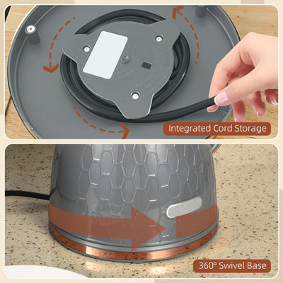 HOMCOM 3kW Rapid Boil Honeycomb Kettle - Grey 