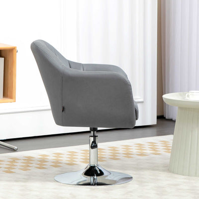 HOMCOM Swivel Microfibre Accent Chair for Living Room Contemporary Vanity Armchair with Adjustable Height Thick Cushion Lumbar Support Armrest for Bedroom Office Dark Grey 