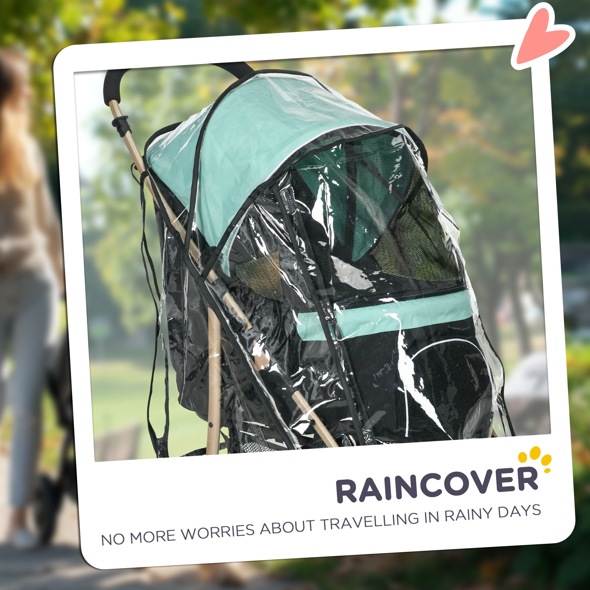 PawHut Pet Stroller for Small and Miniature Dogs, with Rain Cover - Green 