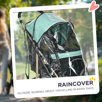 PawHut Pet Stroller for Small and Miniature Dogs, with Rain Cover - Green 