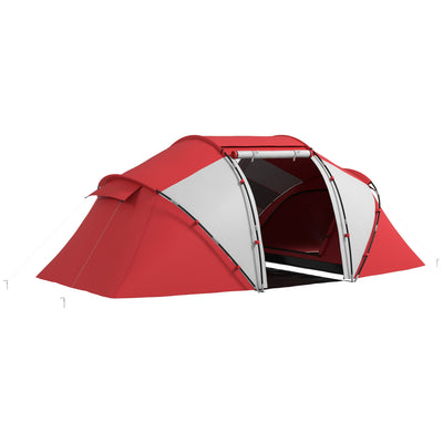 Outsunny 4-6 Man UV Protection Camping Tent - Grey and Red 