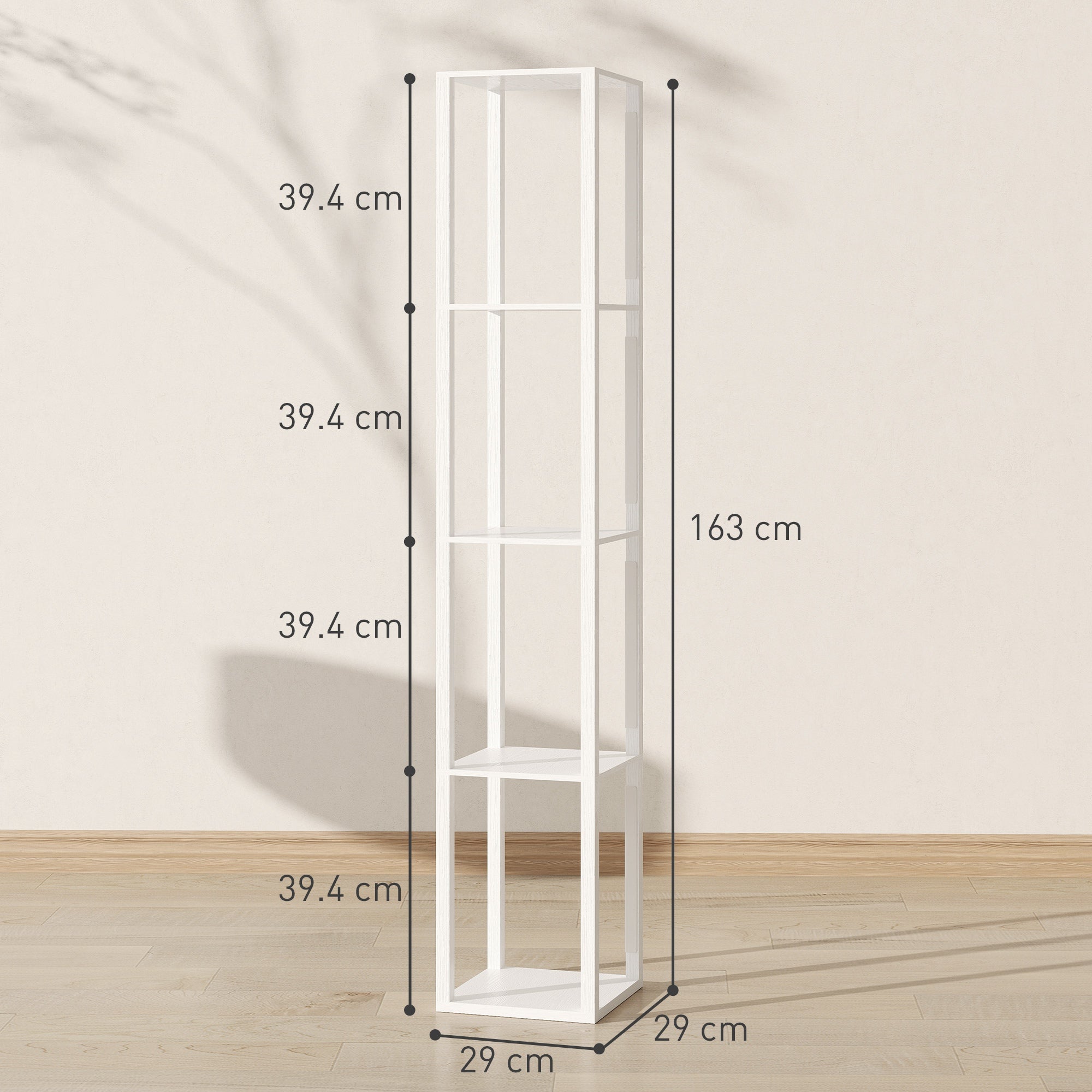 HOMCOM Floor Lamp with Shelves and 3 Brightness Levels - White 