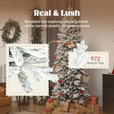 HOMCOM 7ft Flocked Artificial Christmas Tree 