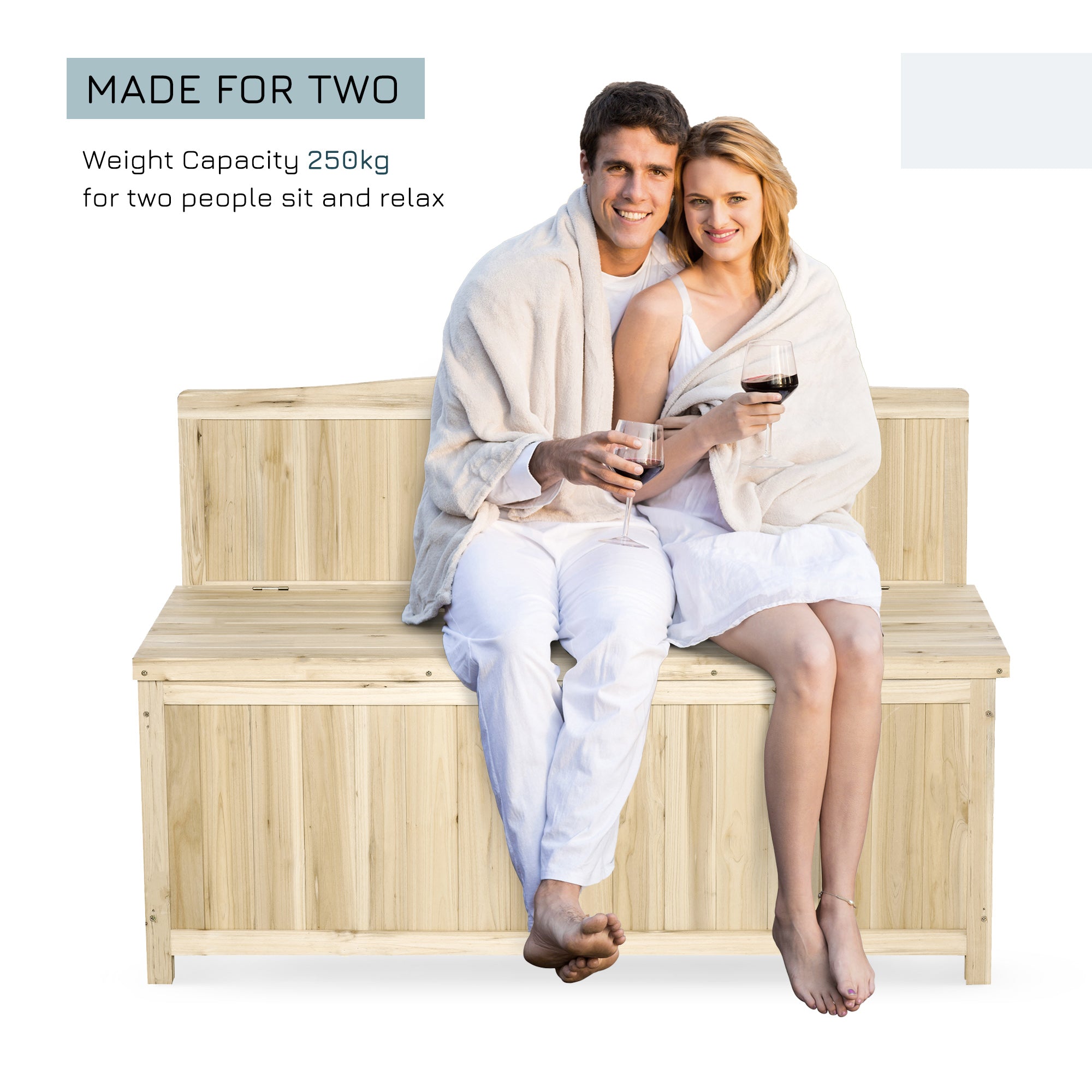 Outsunny Wood Storage Bench for Patio Furniture, Outdoor Garden Seating Tools 
