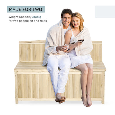 Outsunny Wood Storage Bench for Patio Furniture, Outdoor Garden Seating Tools 