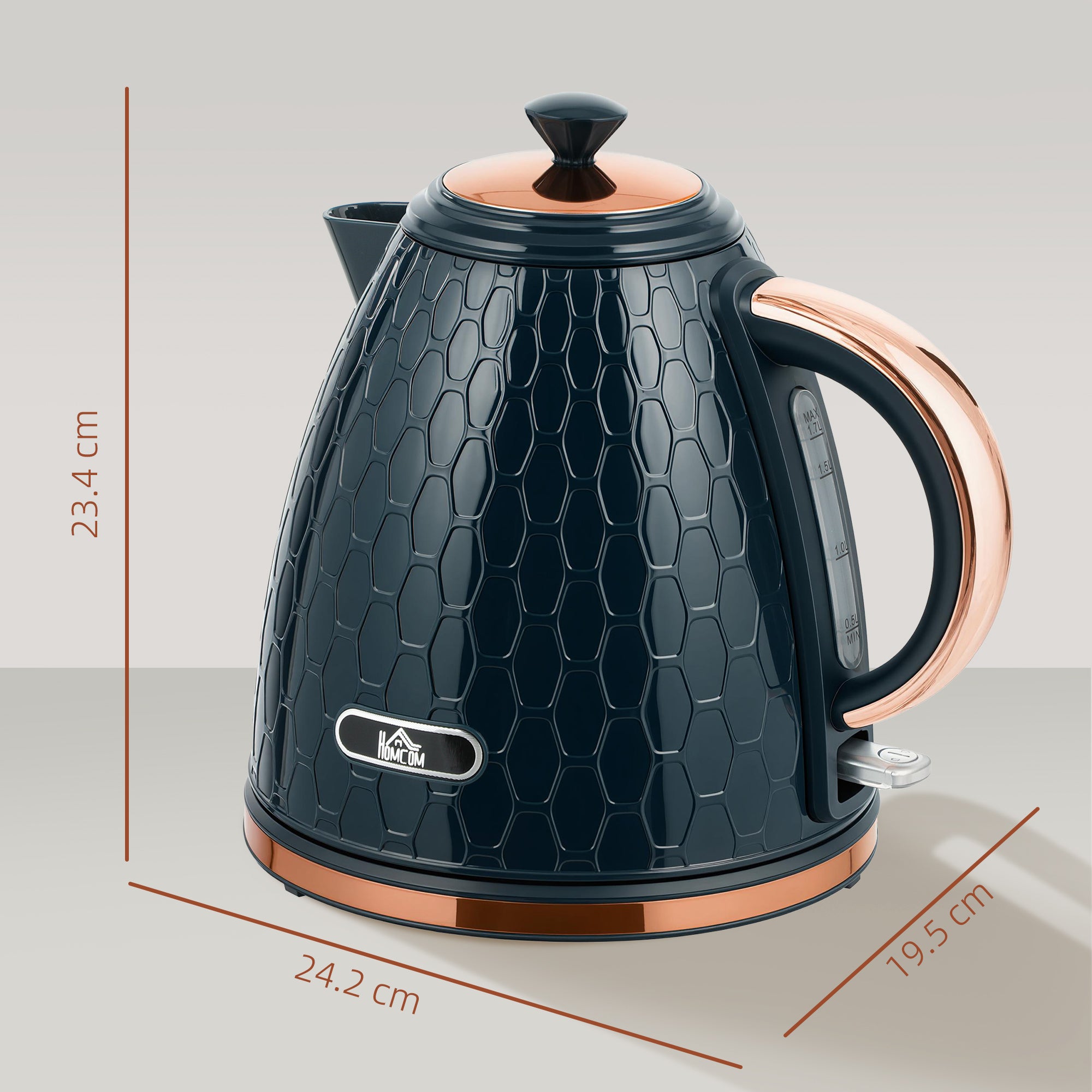 HOMCOM 3000W Rapid Boil Honeycomb Kettle - Dark Blue 