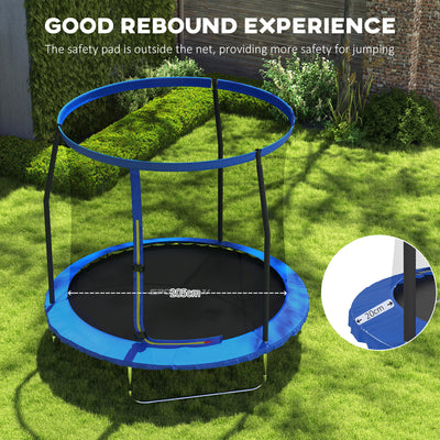 SPORTNOW 8ft Trampoline with Safety Enclosure Net, Steel Frame Outdoor Trampoline, with Edge, Safety Cover 