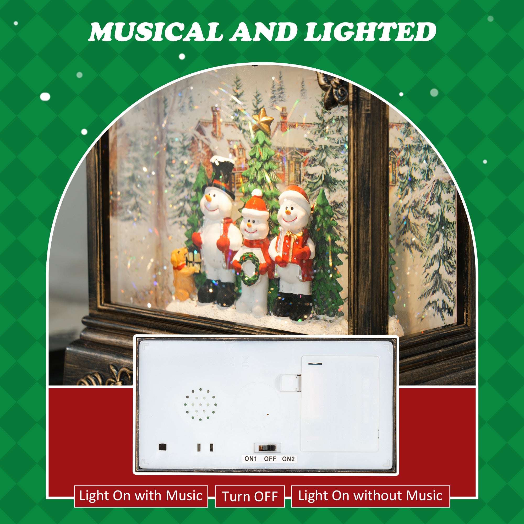 HOMCOM Lantern-Style Music and Lights Snow Globe