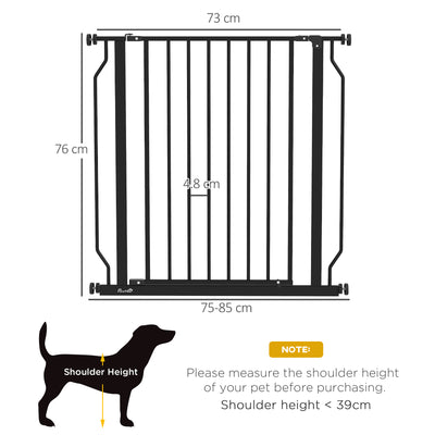 PawHut Extra Wide Dog Safety Gate, with Door Pressure, for Doorways, Hallways, Staircases - Black 