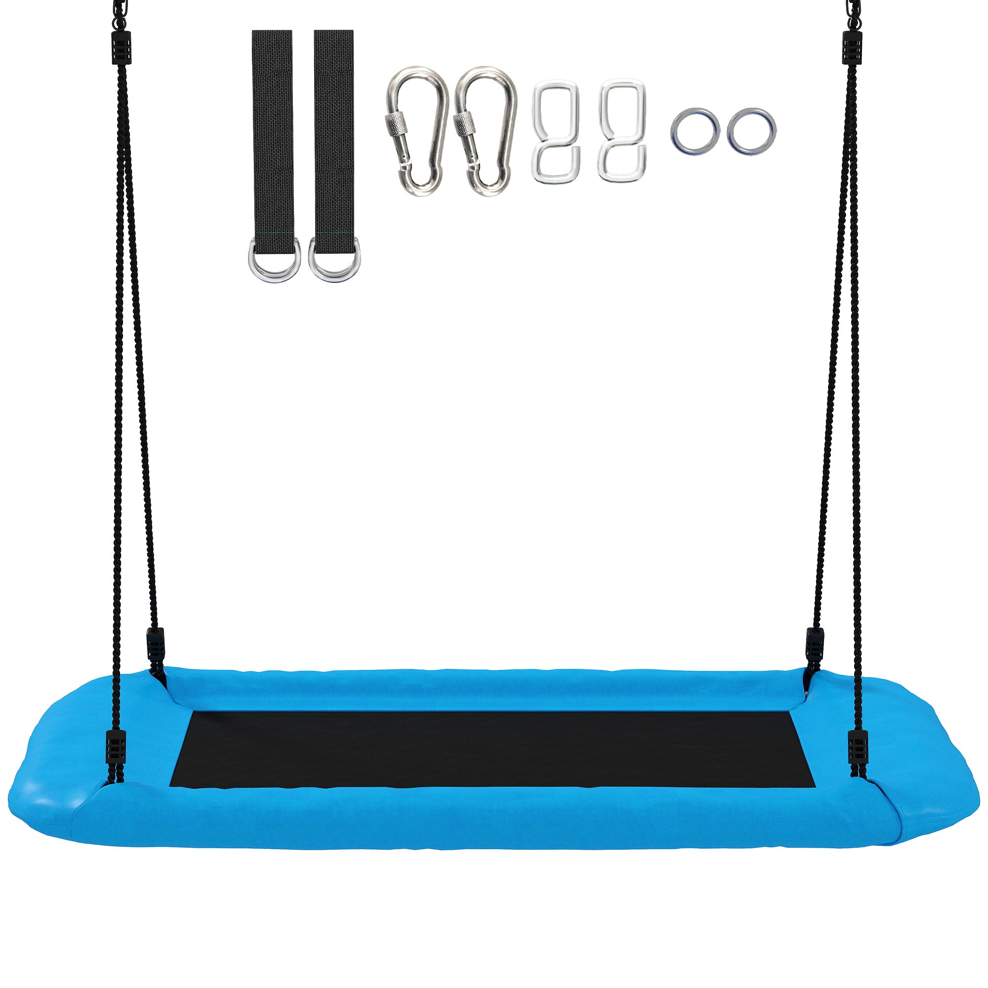 AIYAPLAY Nest Swing with Adjustable Ropes and Tree Straps, Basket Swing for Kids, 300KG Capacity for Indoor Outdoor, Blue 
