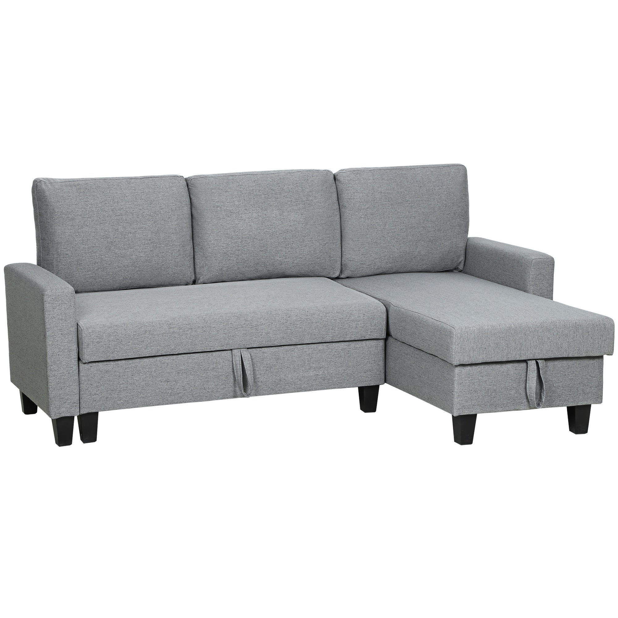 HOMCOM Three-Seater Storage Sofa Bed - Grey 
